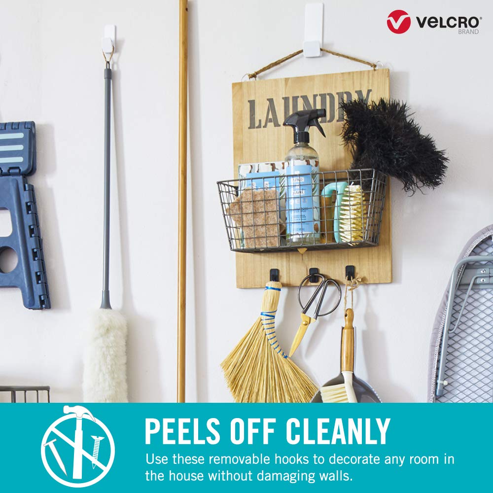 VELCRO Brand HANGables Removable Wall Hooks | Easy-to-Remove Wall Fasteners | Damage-Free, Non-Permanent Hooks for Lightweight Items | Micro, Holds 1/2 lb, White, 4-Pack