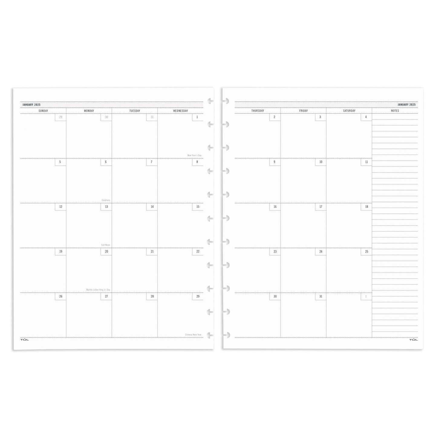 2025 TUL® Discbound Weekly/Monthly Planner Refill Pages, Letter Size, January To December