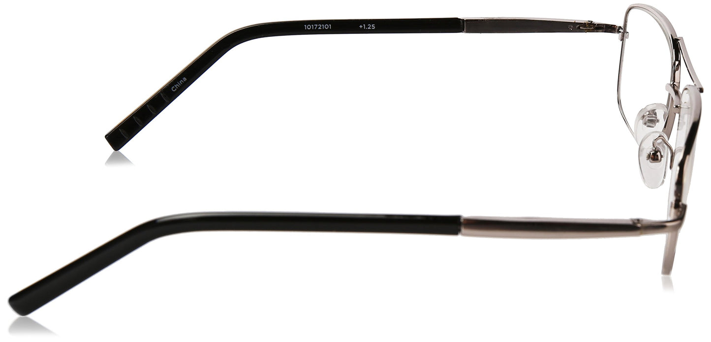 Dr. Dean Edell Premier Silver Metal Aviator with 3/4 Length Black Plastic Temple Tips and SH and DDE Case, 1.25, 0.200 Ounce