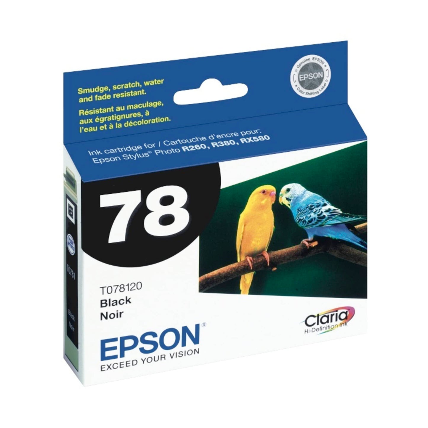 EPSON 78 Claria Hi-Definition Ink Standard Capacity Black Cartridge (T078120-S) Works with Artisan 50, Photo R260, R280, R380, RX580, RX595, RX680