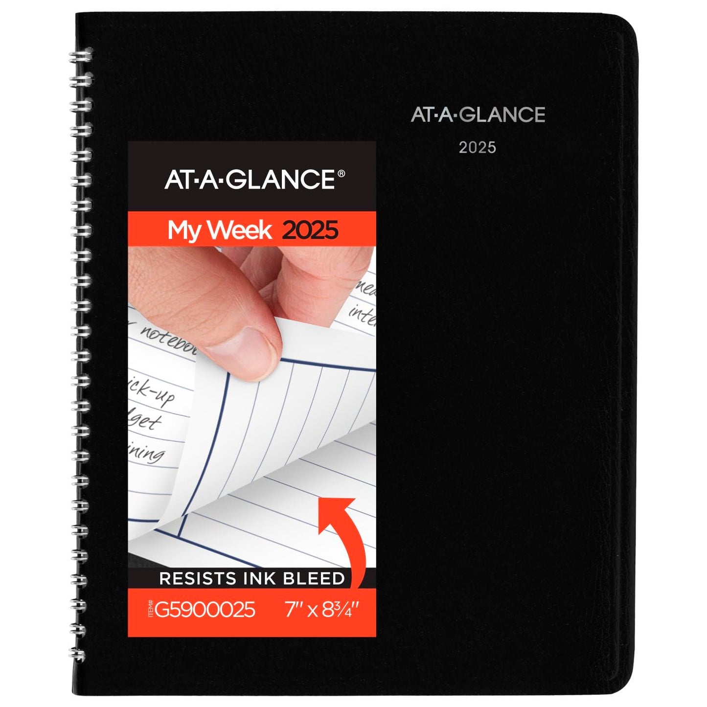 AT-A-GLANCE 2025 Planner, Weekly, 7" x 8-3/4", Medium, Column-Style, DayMinder, Black (G5900025)