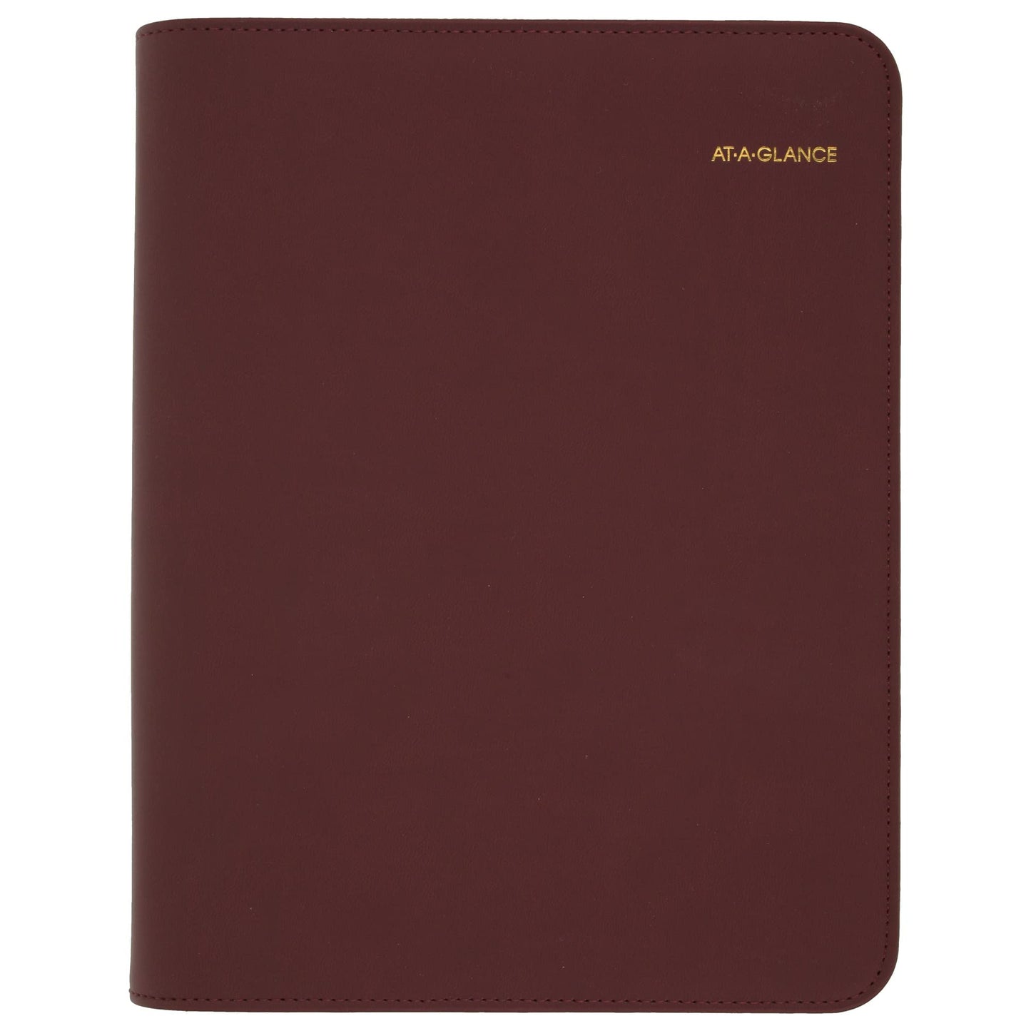 AT-A-GLANCE Faux Leather Undated Starter Set, 7-Ring, 5-1/2" x 8-1/2", Desk Size, Fashion, Merlot (DR1114-040)