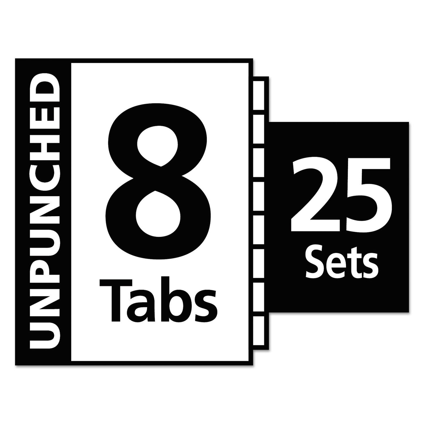 Avery 8-Tab Unpunched Binder Dividers, Easy Print & Apply Clear Label Strip, Index Maker, White Tabs, 25 Sets (11444)