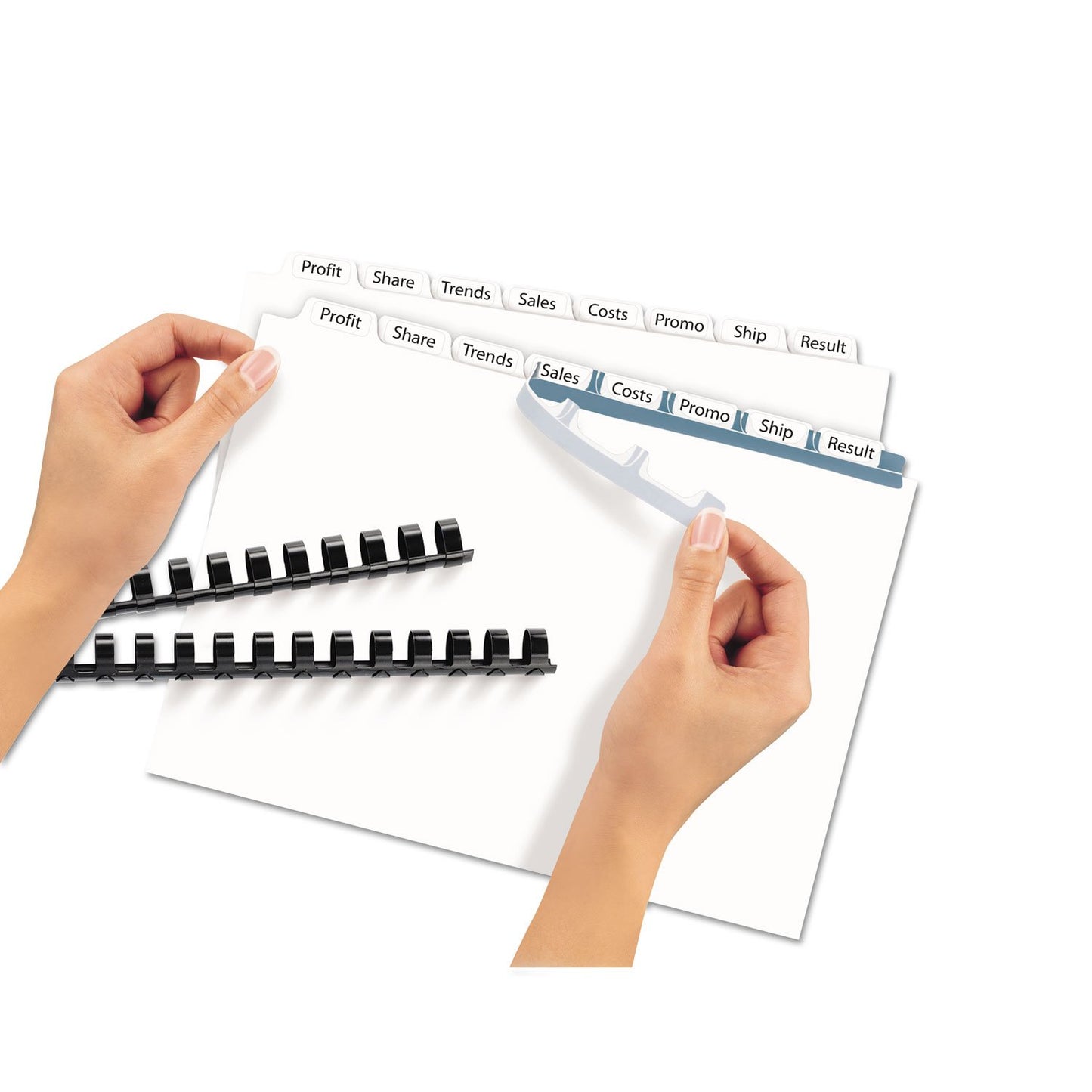 Avery 8-Tab Unpunched Binder Dividers, Easy Print & Apply Clear Label Strip, Index Maker, White Tabs, 25 Sets (11444)