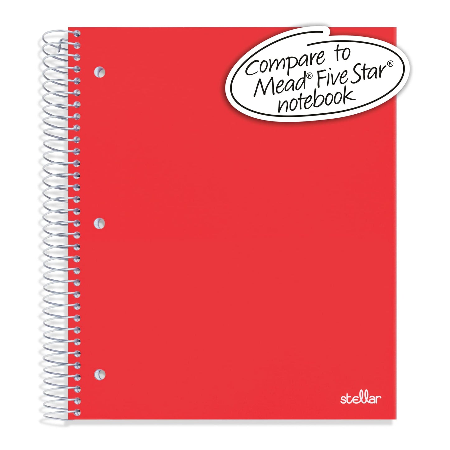 Office Depot® Brand Stellar Poly Notebook, 8" x 10-1/2, 5 Subject, Wide Ruled, 200 Sheets, Red