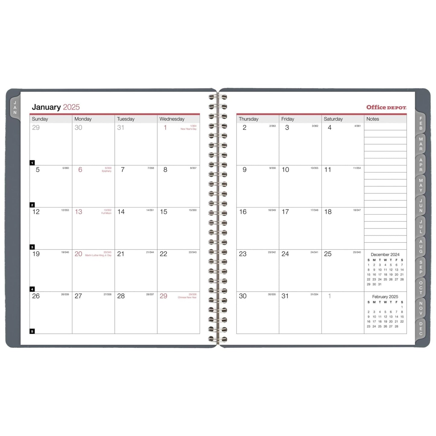 2025 Office Depot Monthly Planner, 7" x 9", Silver, January to December, OD001730