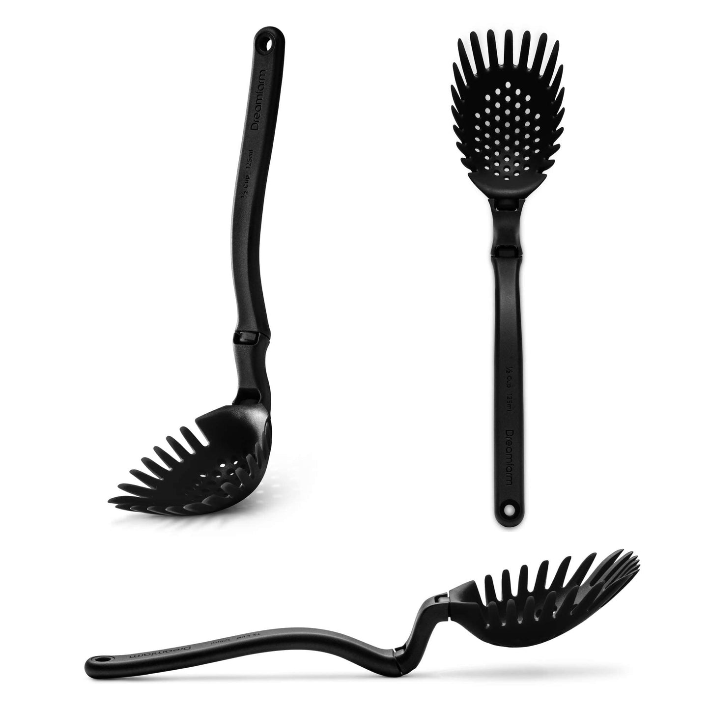 Dreamfarm Holey Spadle | Non-Stick Cooking Spoon & Serving Ladle with Holes | Black