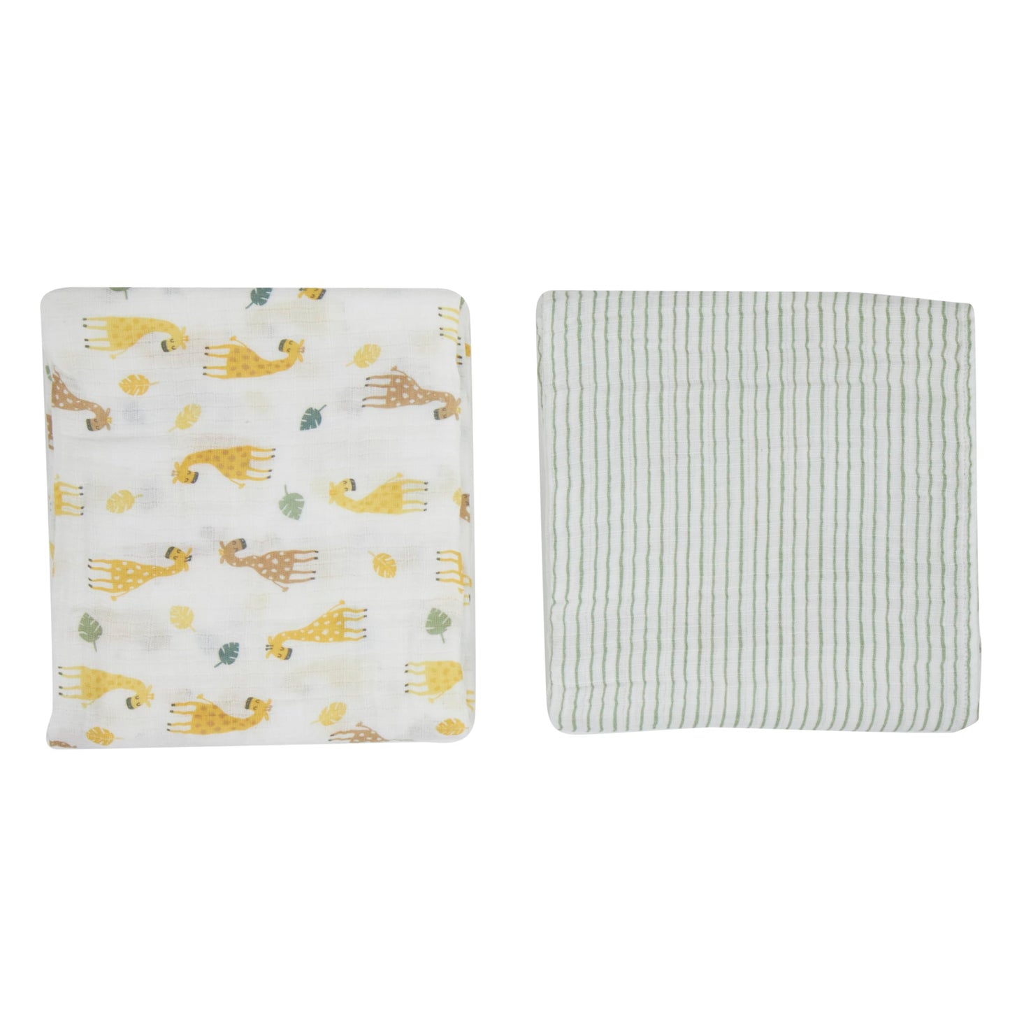 Chick Pea Baby Blanket 100% Cotton Muslin Swaddle for Boys 36x40 2pack Safari Animals Green Striped
