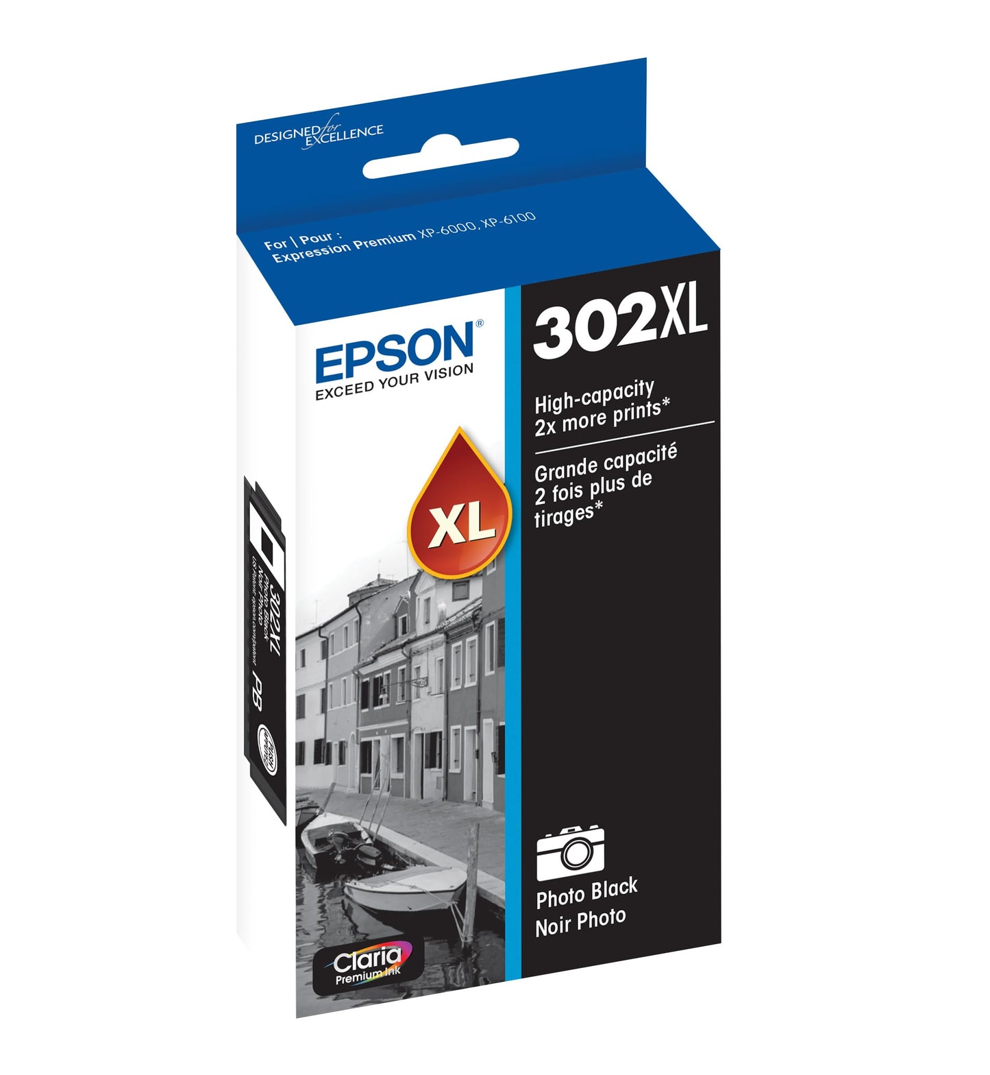 EPSON 302 Claria Premium Ink High Capacity Photo Black Cartridge (T302XL120-S) Works with Expression Premium XP-6000, XP-6100