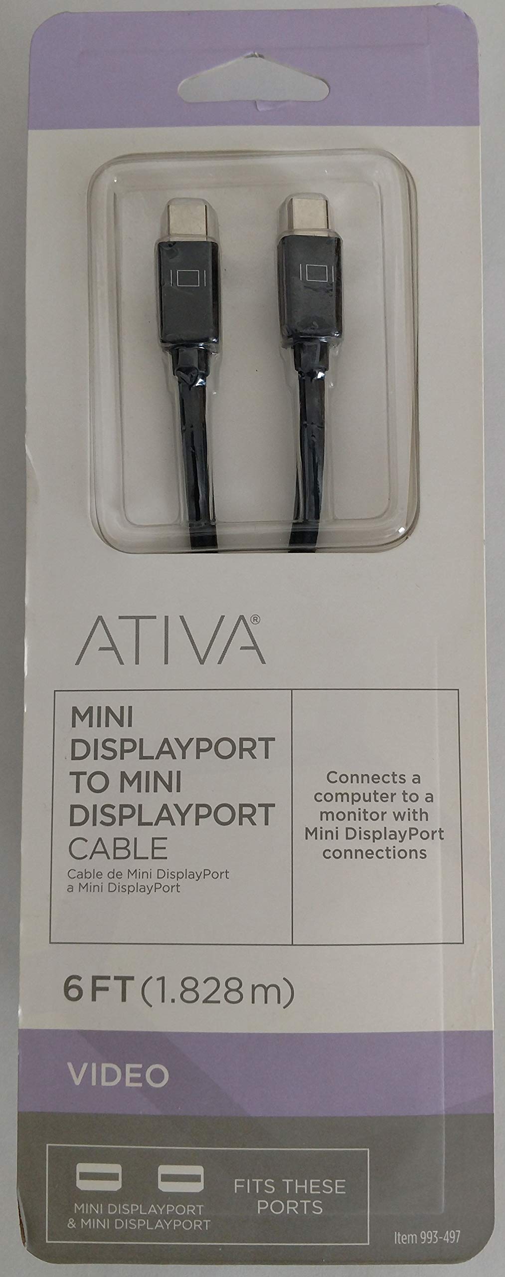 ATIVA Mini DisplayPort to Mini DisplayPort Cable, 6�, Black, 36544
