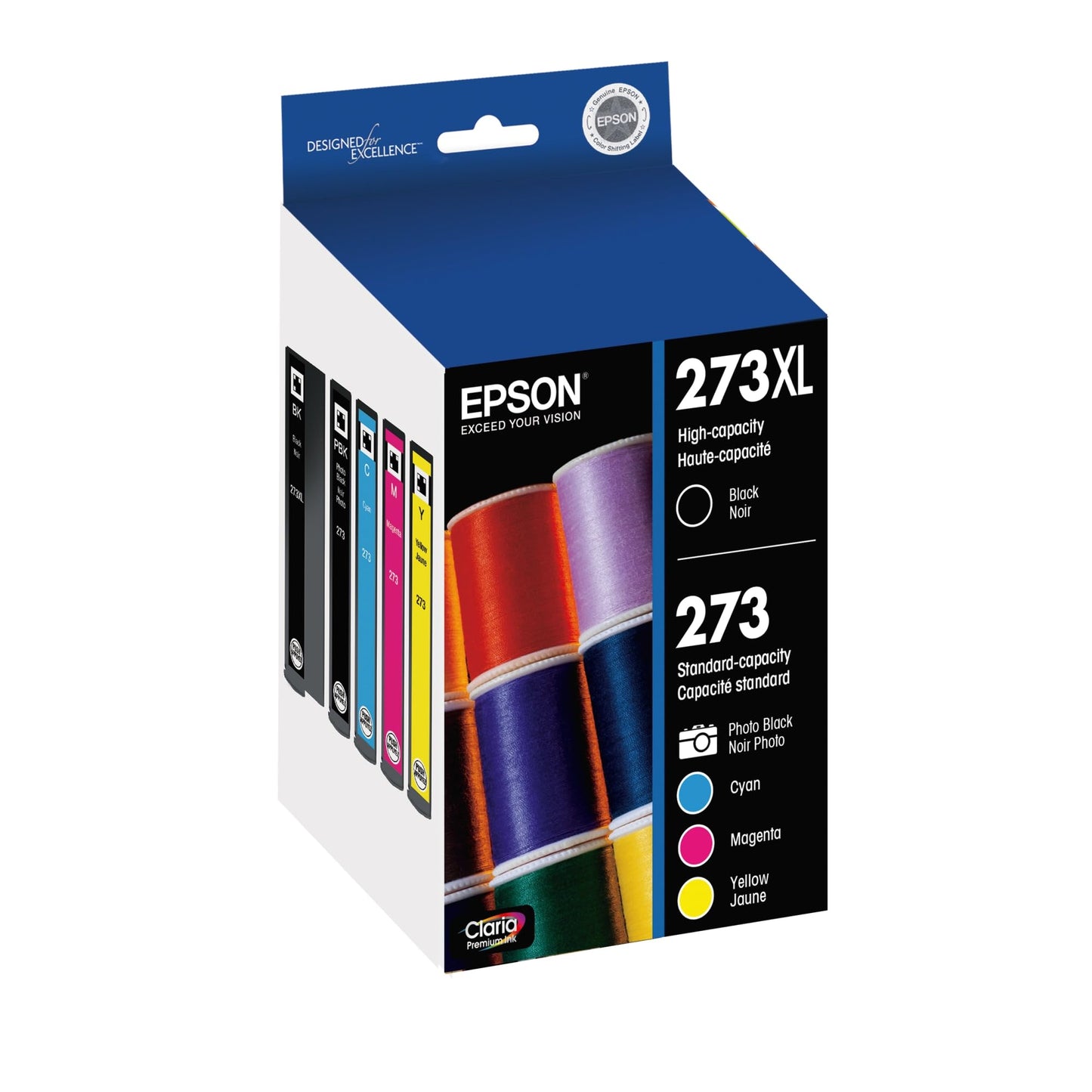 EPSON 273 Claria Ink High Capacity Black & Standard Color Cartridge Combo Pack (T273XL-BCS) Works with Expression Premium XP-520, XP-600, XP-610, XP-620, XP-800, XP-810, XP-820