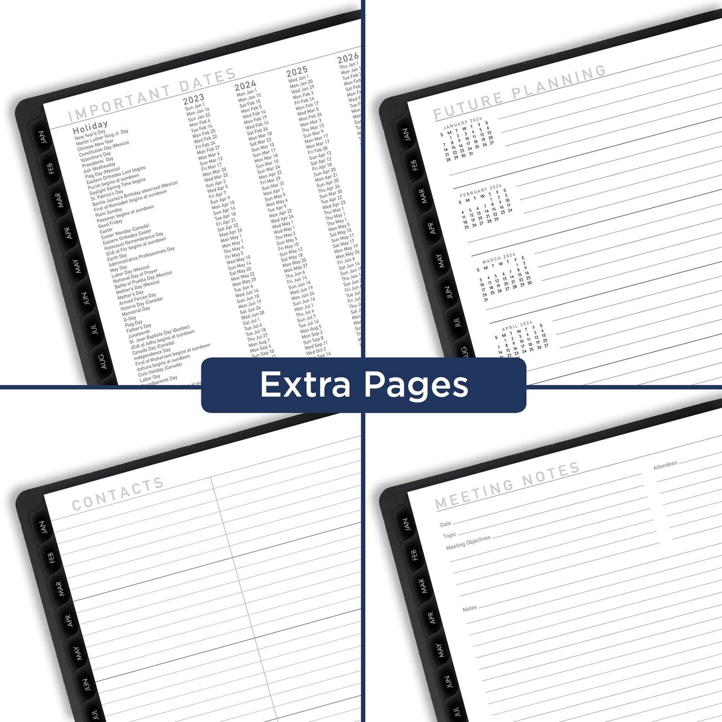 AT-A-GLANCE 2023 Monthly Planner, 12 Month Pocket Calendar, 7" x 8-3/4", Medium, Monthly Tabs, Faux Leather, Contemporary, Black (70120X05)