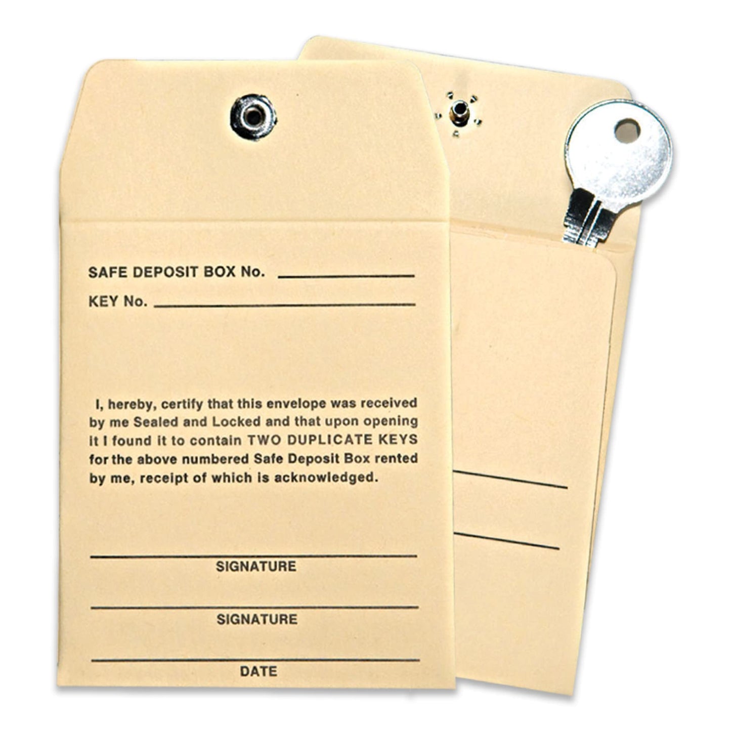 BankSupplies Manila Envelopes | 3W x 3.5H | Pack of 300 | Safe Deposit Box Key Envelope | Standard Imprint | Sand Background | Permanent Lock Style | Small Shipping Envelopes