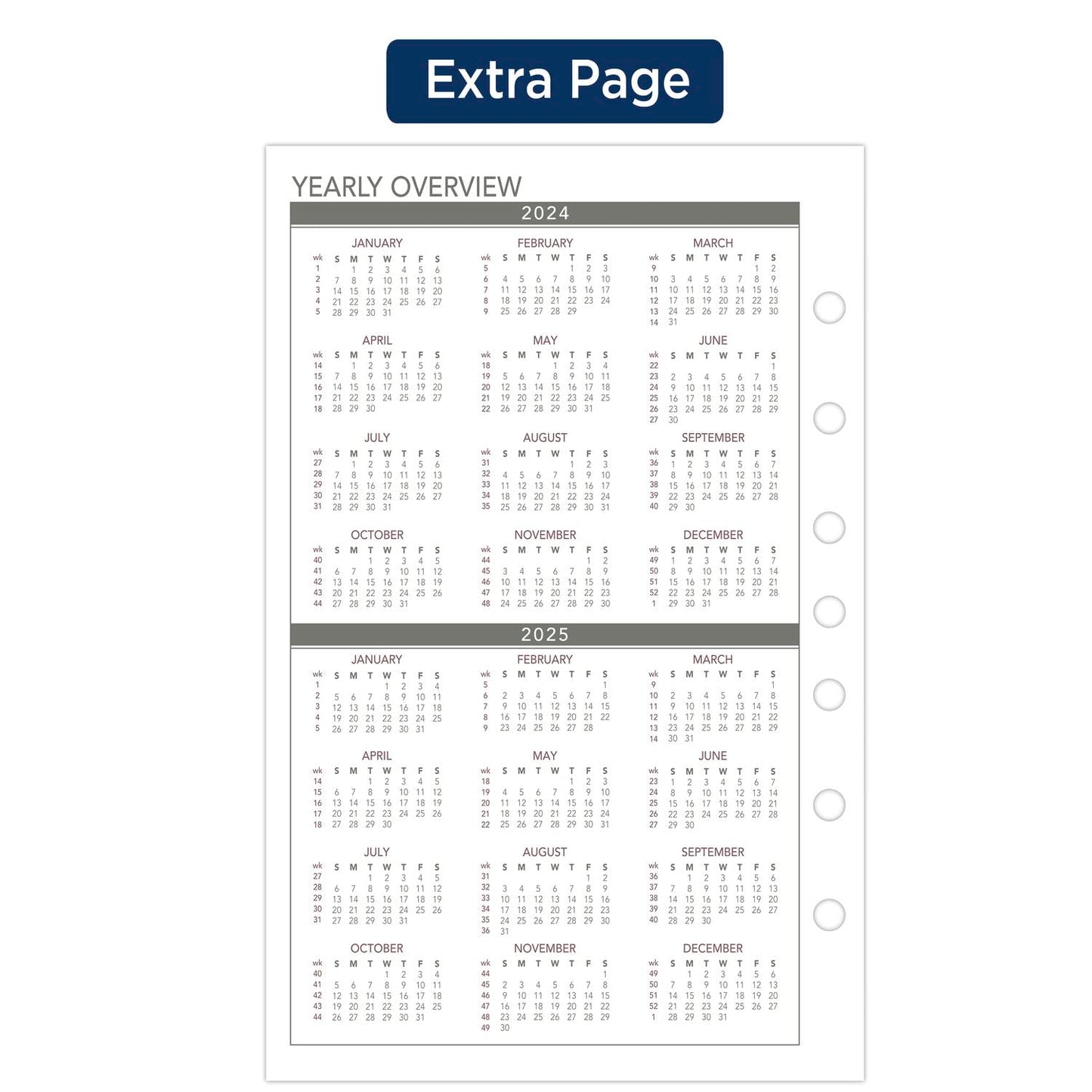AT-A-GLANCE 2024 Monthly Planner Refill, 5-1/2" x 8-1/2", Desk Size, Loose-Leaf, Unruled Blocks (061-685Y-24)