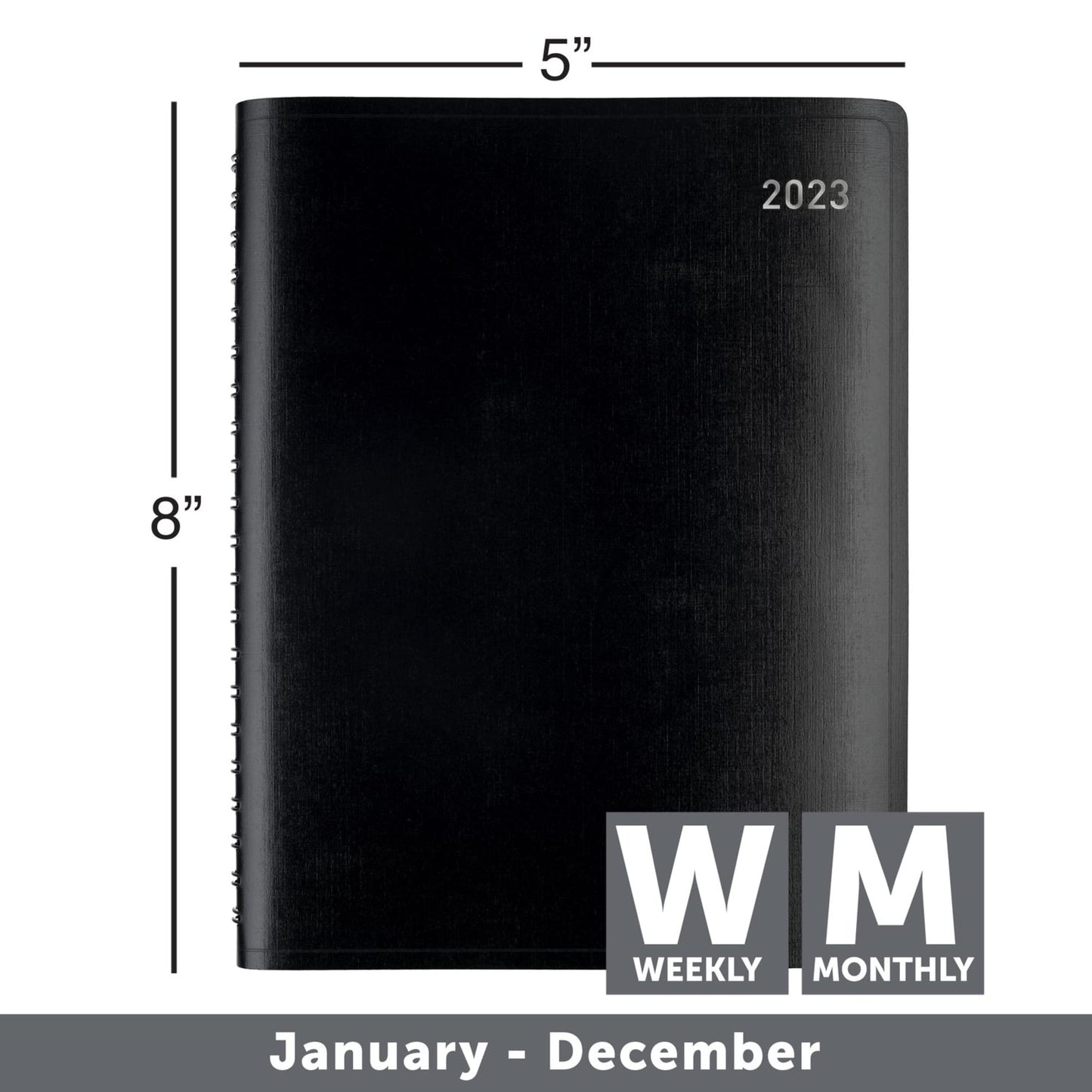 Office Depot� Brand Weekly/Monthly Planner, 5" x 8", Black, January To December 2023, OD711400