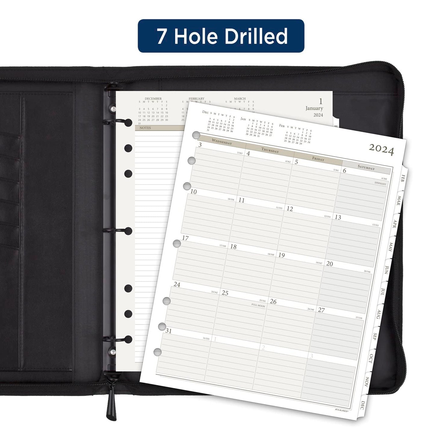 AT-A-GLANCE 2024 Daily Planner Two Page Per Day Refill, 8-1/2" x 11", Folio Size, Loose-Leaf (491-225-24)