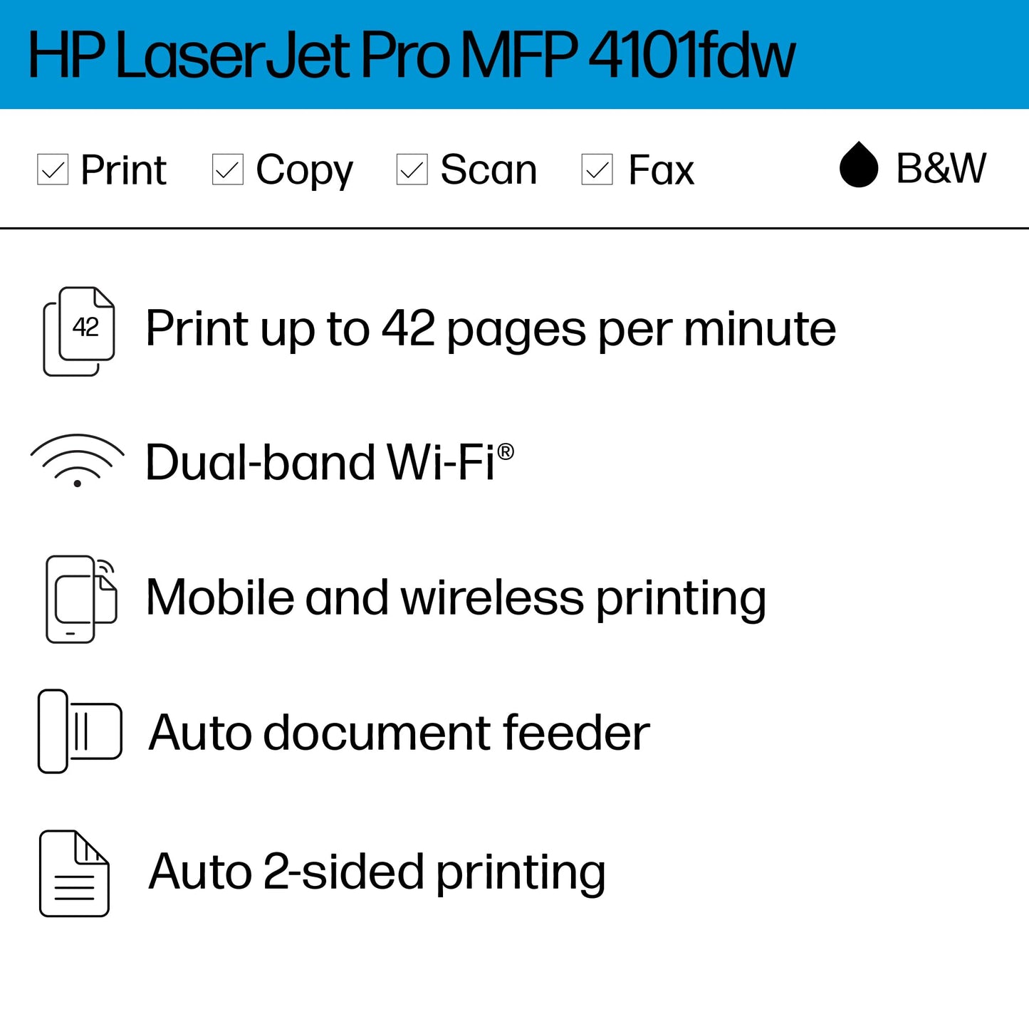 HP Laserjet Pro MFP 4101fdw Wireless Laser All-in-One Monochrome Printer