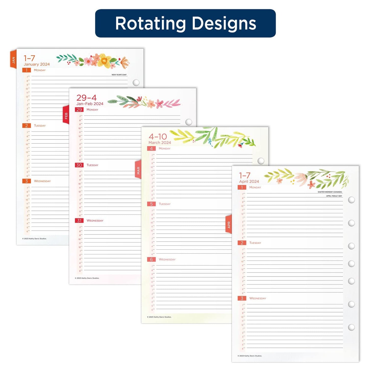 AT-A-GLANCE 2024 Weekly & Monthly Planner Refill, 52122 Day-Timer, 5-1/2" x 8-1/2", Size 4, Desk Size, Kathy Davis (KD81-285Y-24)