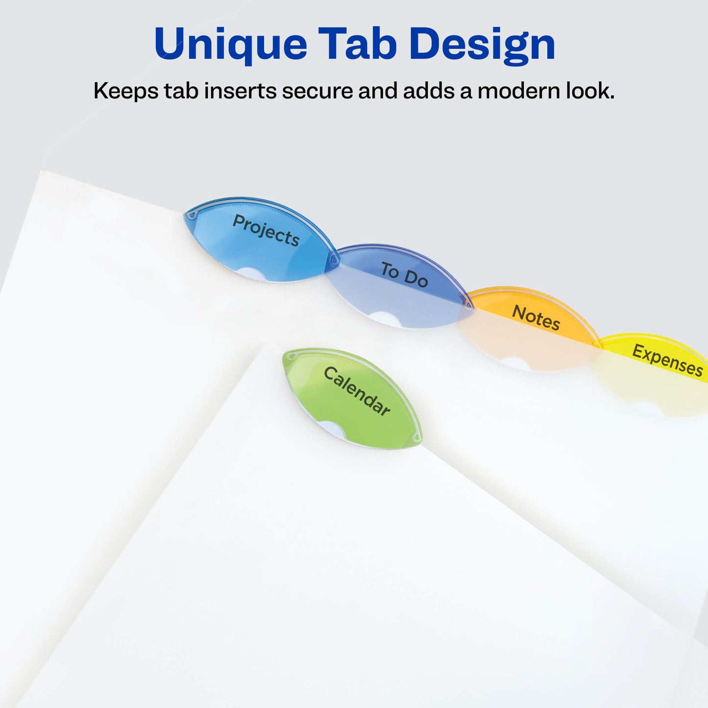 Avery Insertable Style Edge Pocket Plastic Dividers for 3 Ring Binders, 5 Tab Set, Multicolor, Works with Sheet Protectors, 1 Set (11292)