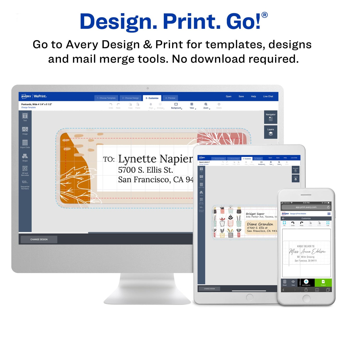 Avery Printable Shipping Labels with Sure Feed, 2" x 4", Matte Clear, 100 Blank Mailing Labels (15663)