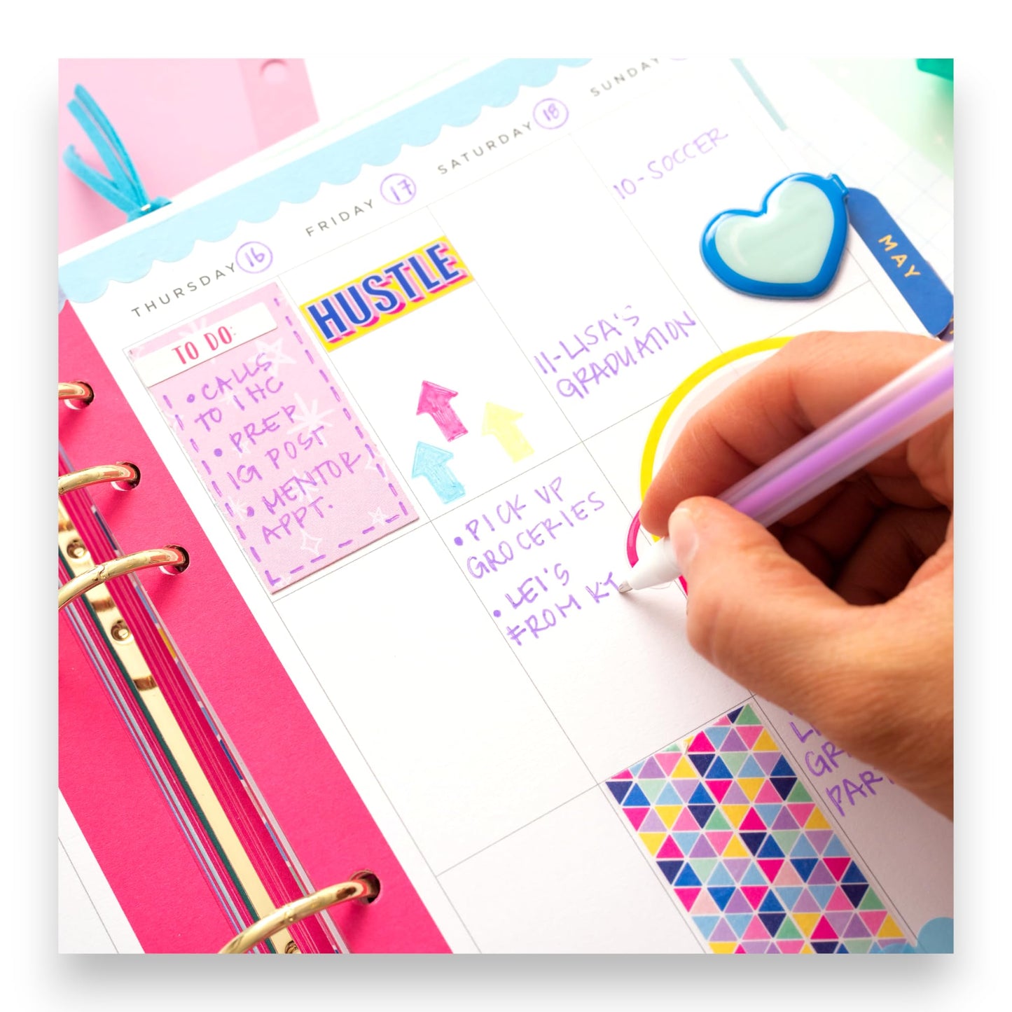 American Crafts Damask Love Colorfun Planner, 9-1/2" x 8-1/2", Get It Girl Stripes, 356268