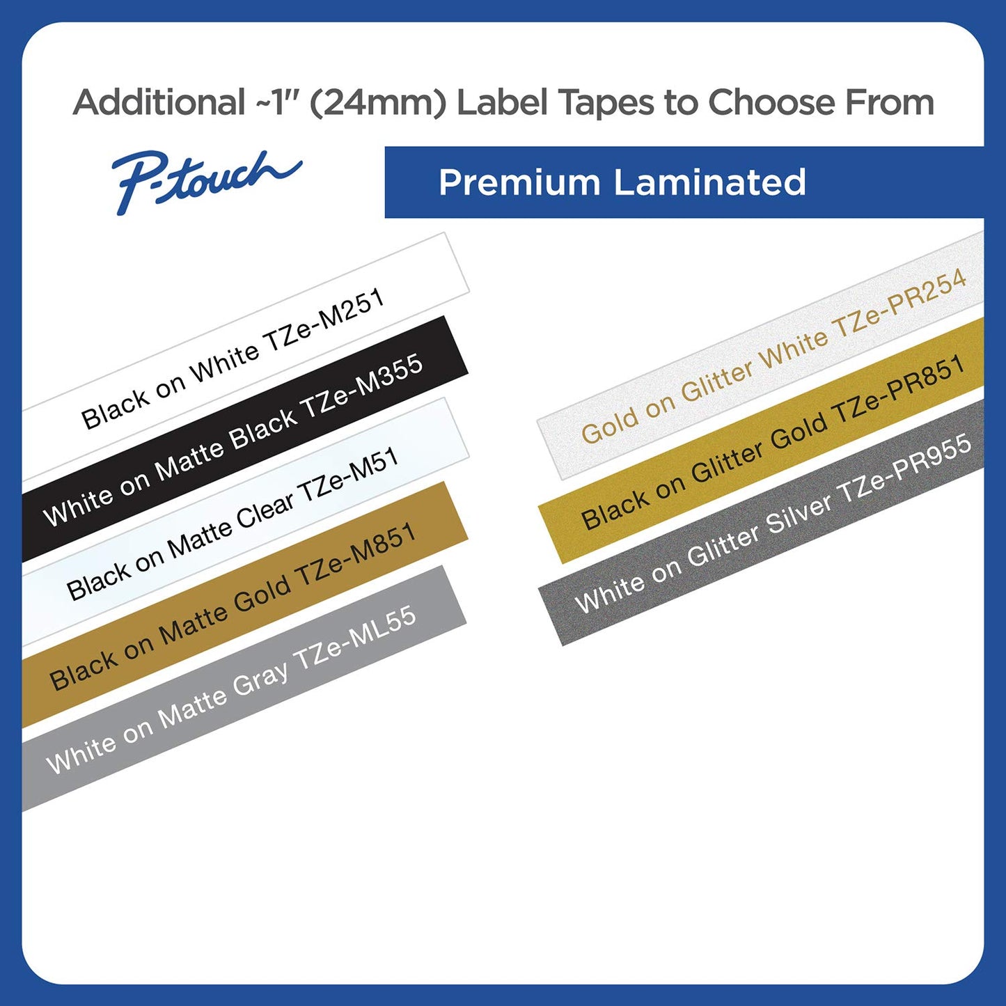 Brother Laminated Tape, Retail Packaging, 1 Inch, Black on White (TZe251)