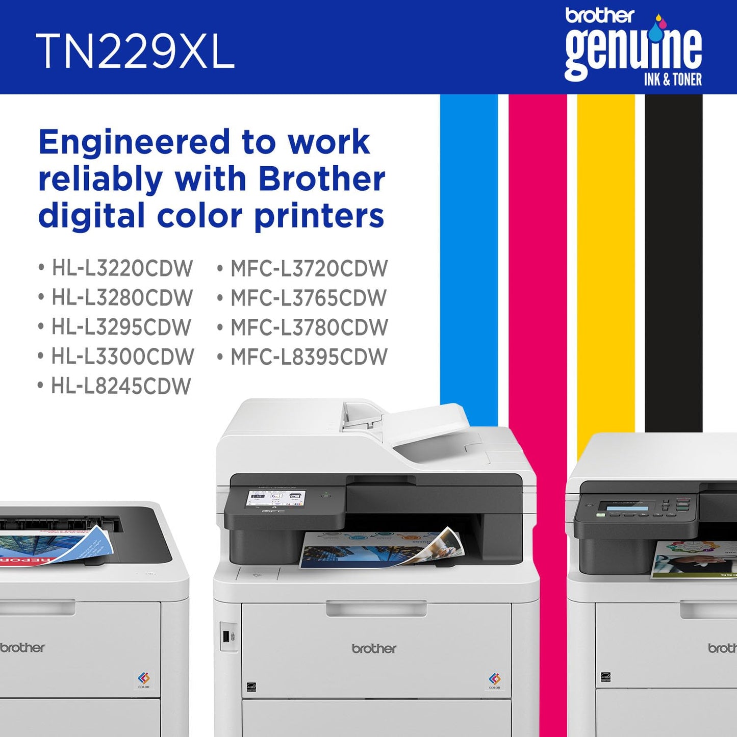 Brother Genuine TN229XLBK Black High Yield Printer Toner Cartridge - Print up to 3,000 Pages(1)
