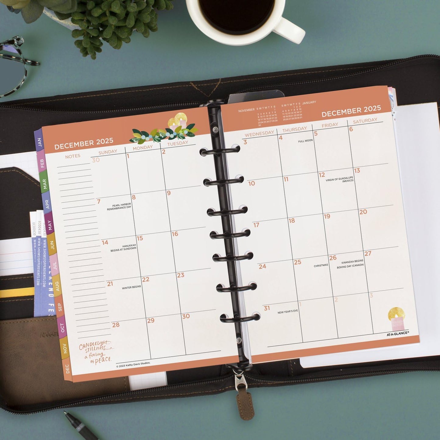AT-A-GLANCE 2025 Planner Refill, Weekly & Monthly, 5-1/2" x 8-1/2", Size 4, Desk Size, 52122 Day-Timer, Kathy Davis (KD81-285Y-25)