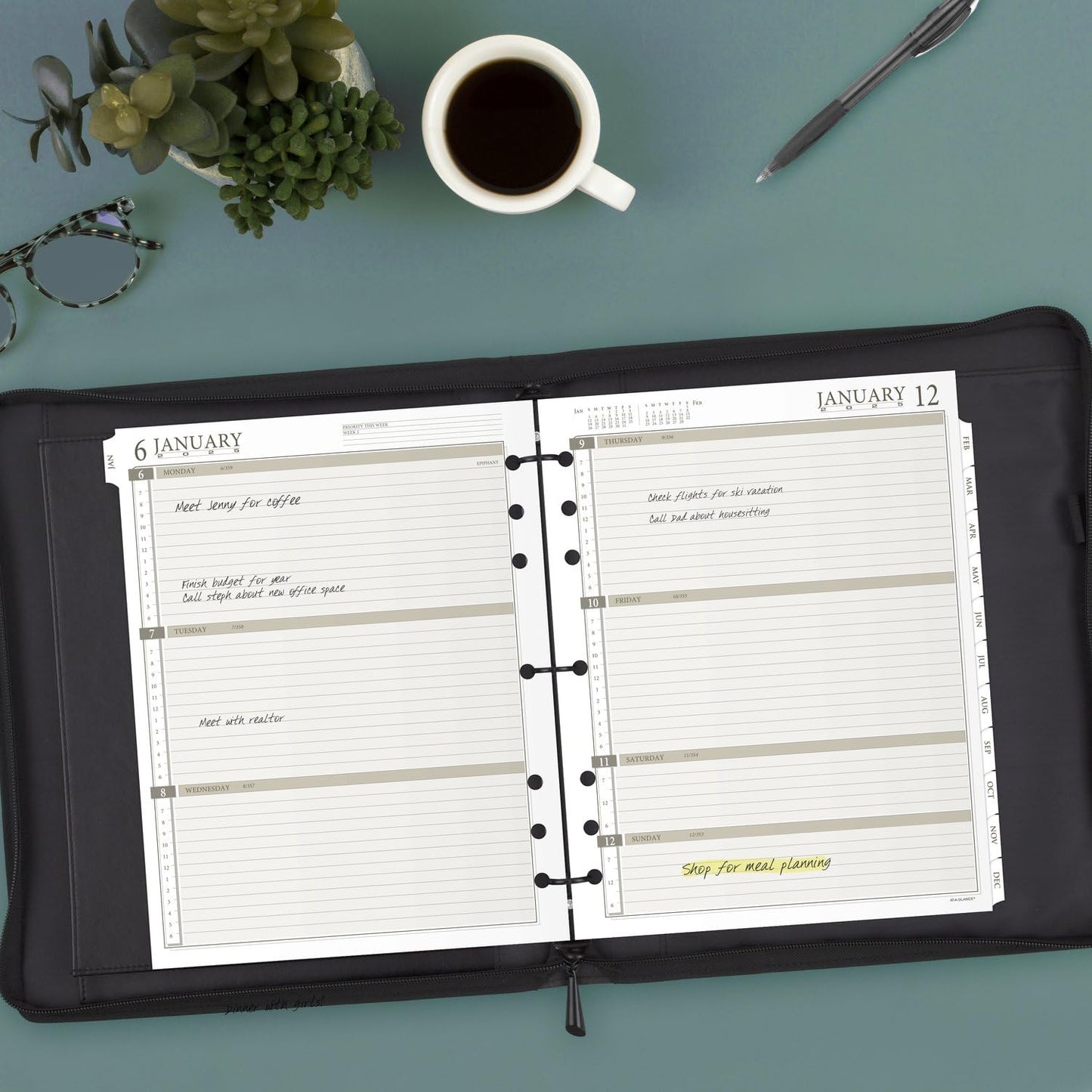 AT-A-GLANCE 2025 Planner Refill, Weekly, 8-1/2" x 11", Folio Size 5, Loose-Leaf (491-285-25)