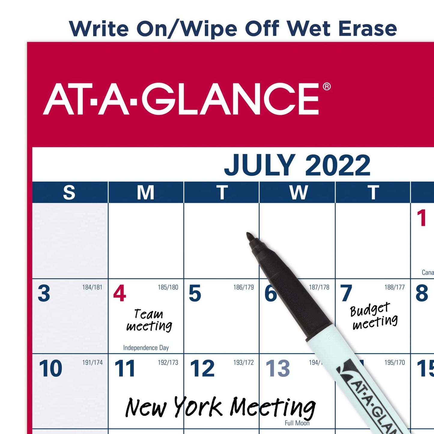 AT-A-GLANCE 2022-2023 Erasable Calendar, Dry Erase Wall Planner, 48" x 32", Jumbo, Academic & Regular Year, Double Sided, Horizontal (PM326S28)