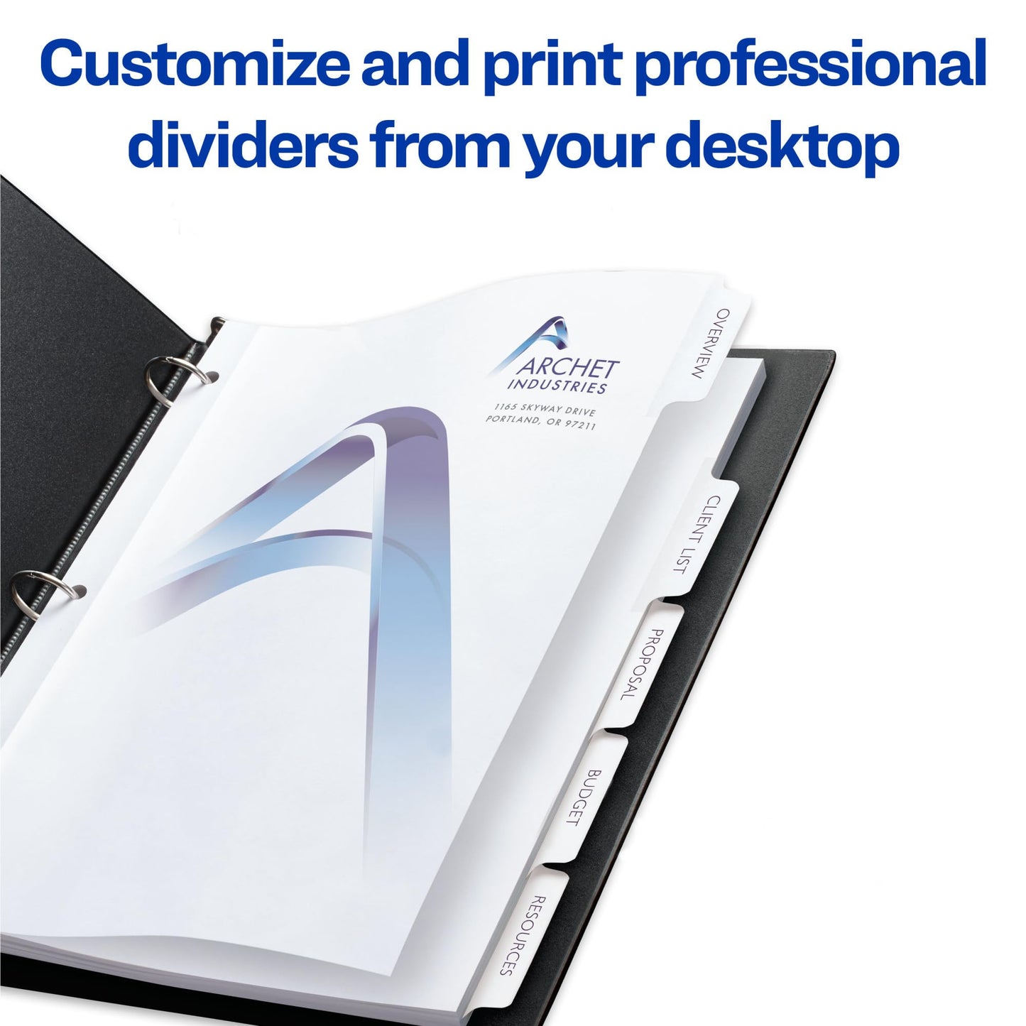 Avery 5-Tab Print-On Binder Dividers, White Tabs, 25 Sets (11517)