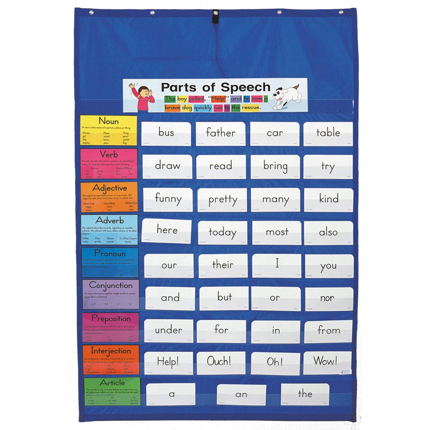 Carson-Dellosa Publishing CD-5601 Original Pocket Chart, 31" x 42", 10 Rows of Pockets, Blue