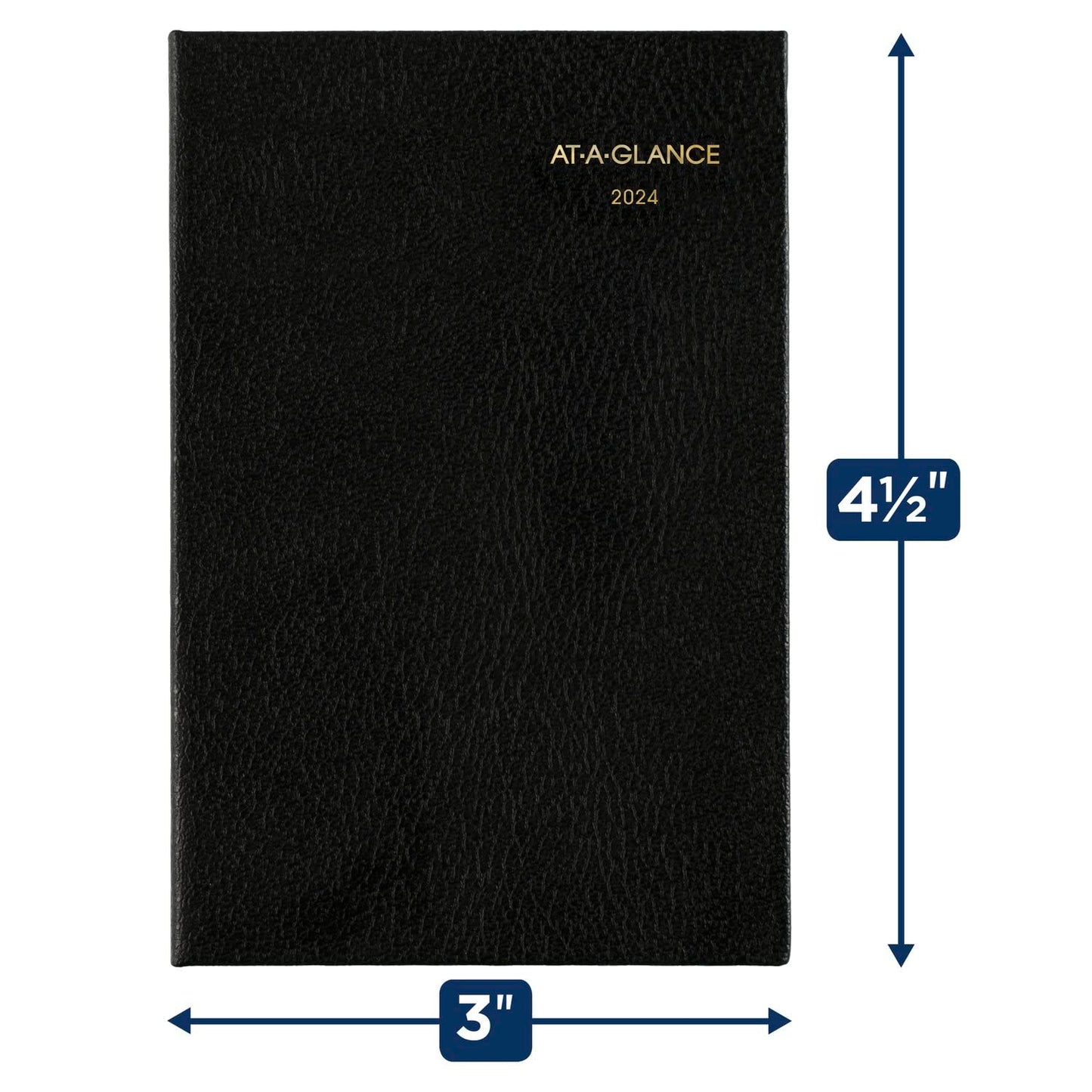 AT-A-GLANCE Fine Diary 2024 Weekly & Monthly Diary, 2-3/4" x 4-1/4", Pocket Size, Black (72010524)