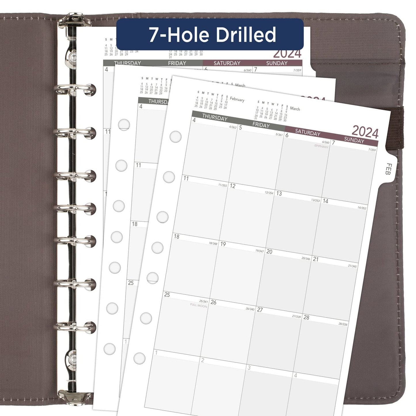 AT-A-GLANCE 2024 Monthly Planner Refill, 5-1/2" x 8-1/2", Desk Size, Loose-Leaf, Unruled Blocks (061-685Y-24)