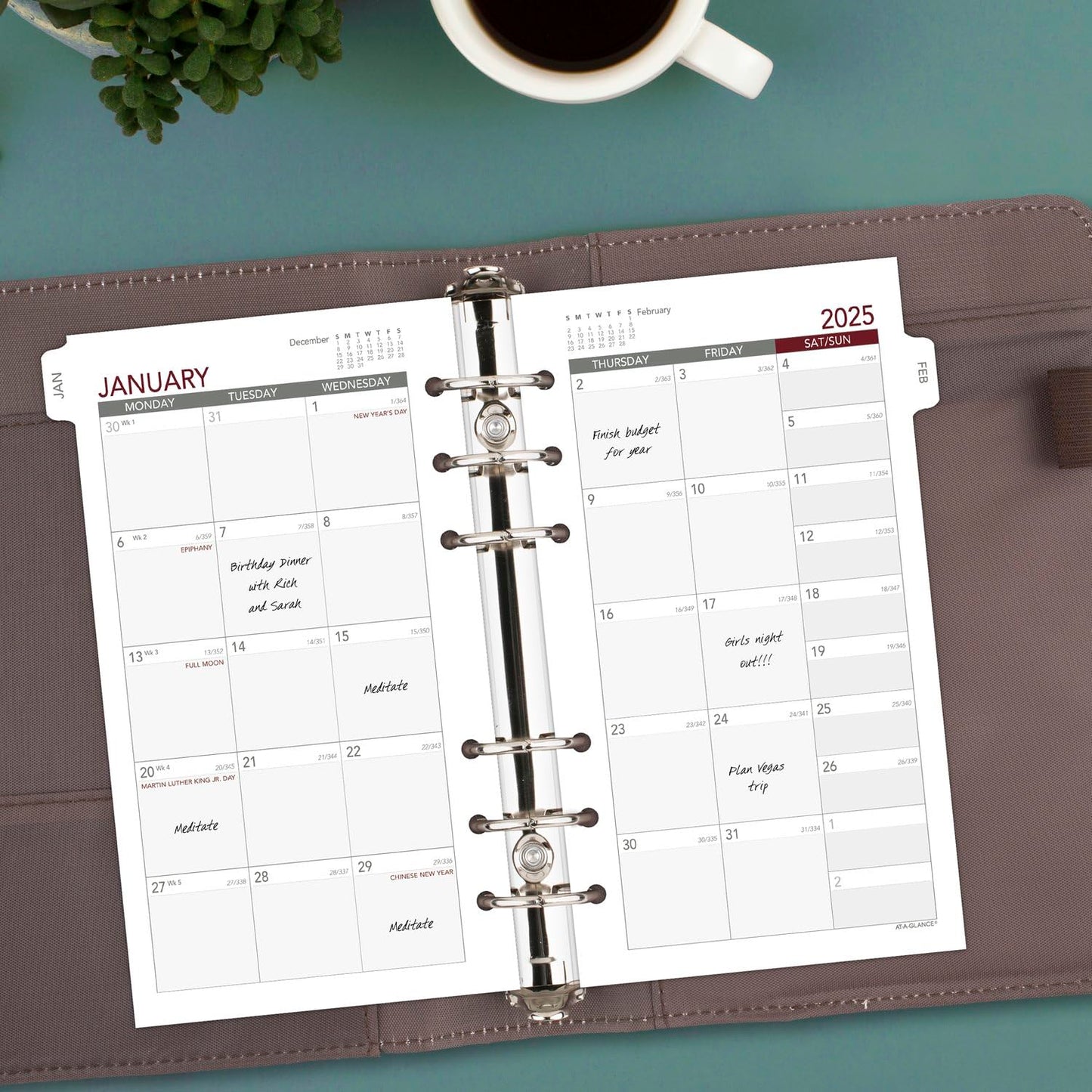 AT-A-GLANCE 2025 Planner Refill, Monthly, 3-3/4" x 6-3/4", Portable Size 3, Loose-Leaf (063-685Y)