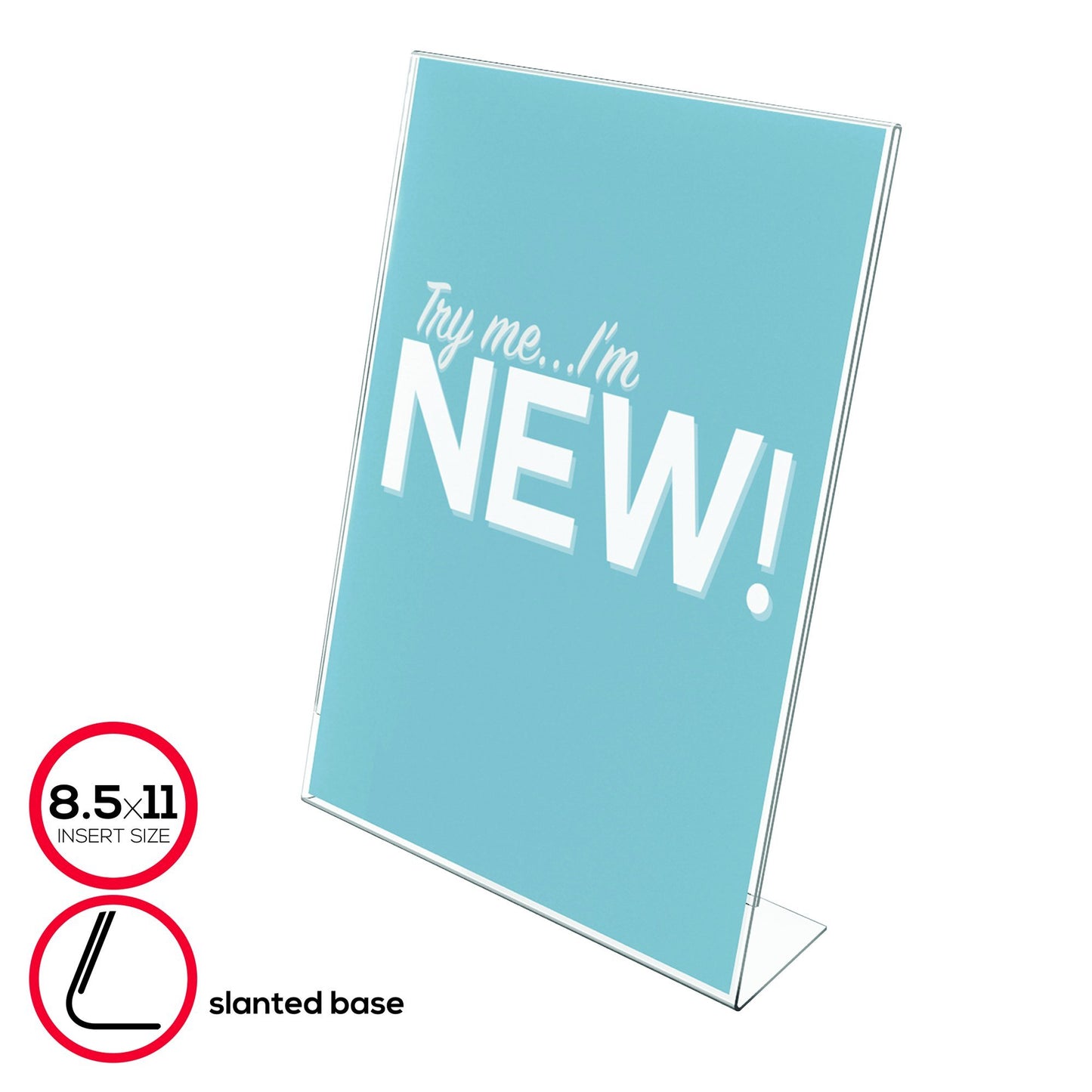 deflecto Classic Image Slanted Sign Holder, Portrait, 8.5 x 11 Insert, Clear