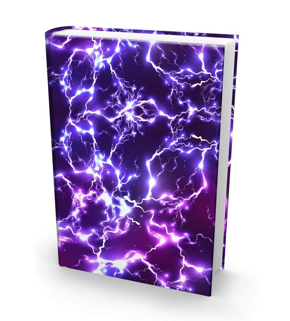 Book Sox Stretchable Book Cover: Jumbo Purple Lightning. Fits Most Hardcover Textbooks up to 9 x 11. Adhesive-Free, Nylon Fabric School Book Protector. Easy to Put On. Washable & Reusable Jacket.
