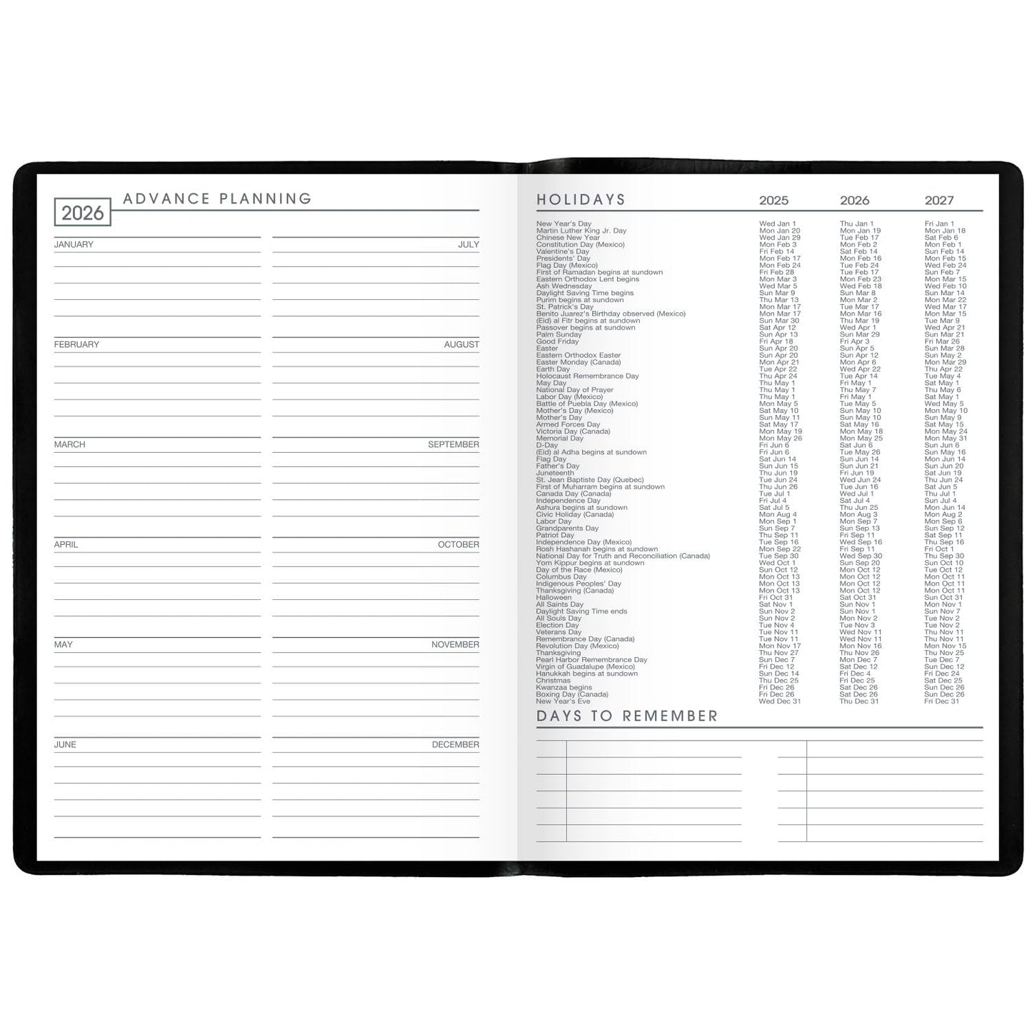 AT-A-GLANCE 2025 Planner, Monthly, 7" x 10", Large, Designer Cover, Black (704320525)