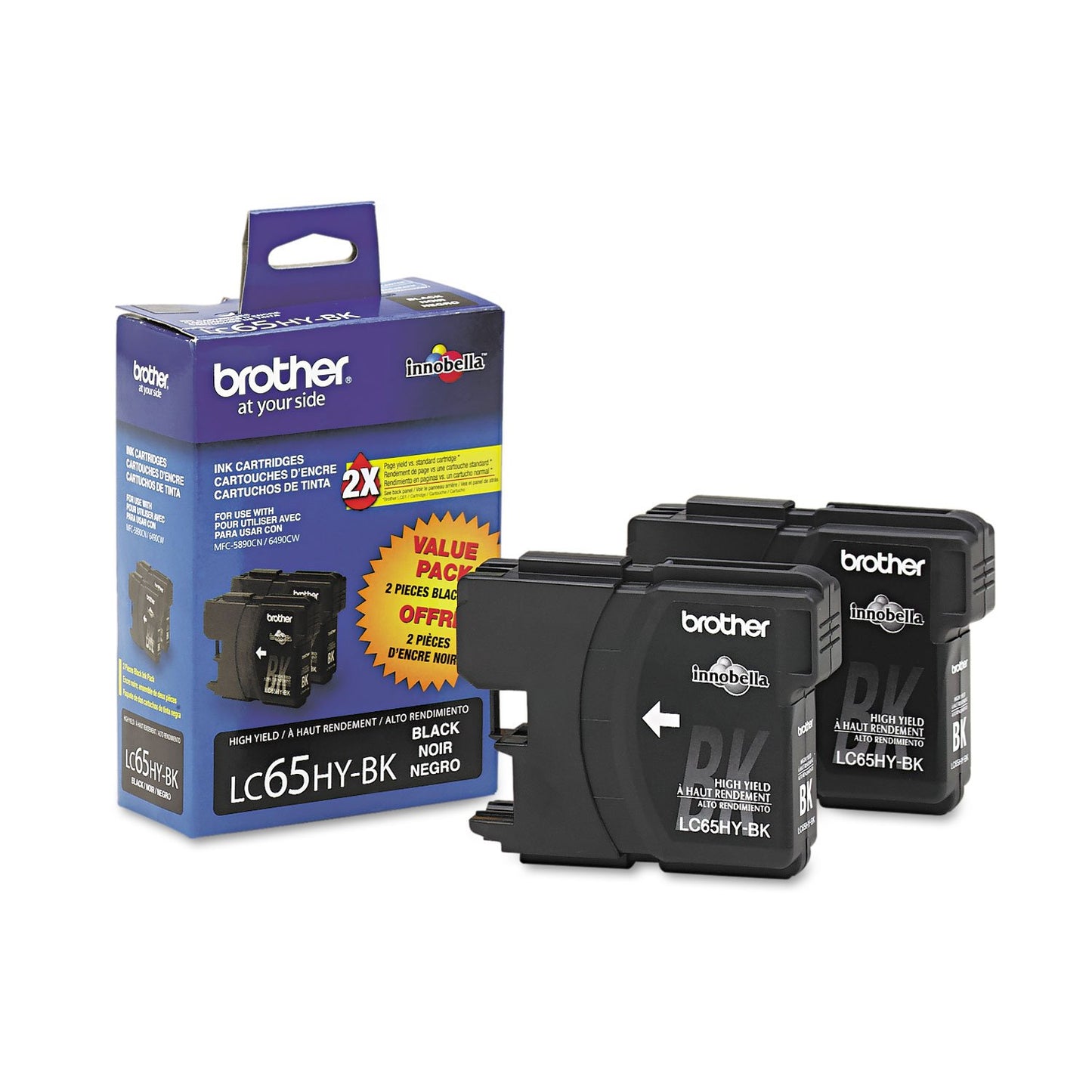 Brother LC652PKS "high Yield"Ink Cartridges - 2 Pack - Retail Packaging-Black EXP 07.2024