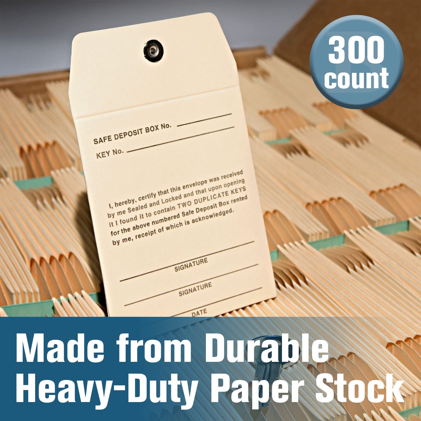 BankSupplies Manila Envelopes | 3W x 3.5H | Pack of 300 | Safe Deposit Box Key Envelope | Standard Imprint | Sand Background | Permanent Lock Style | Small Shipping Envelopes