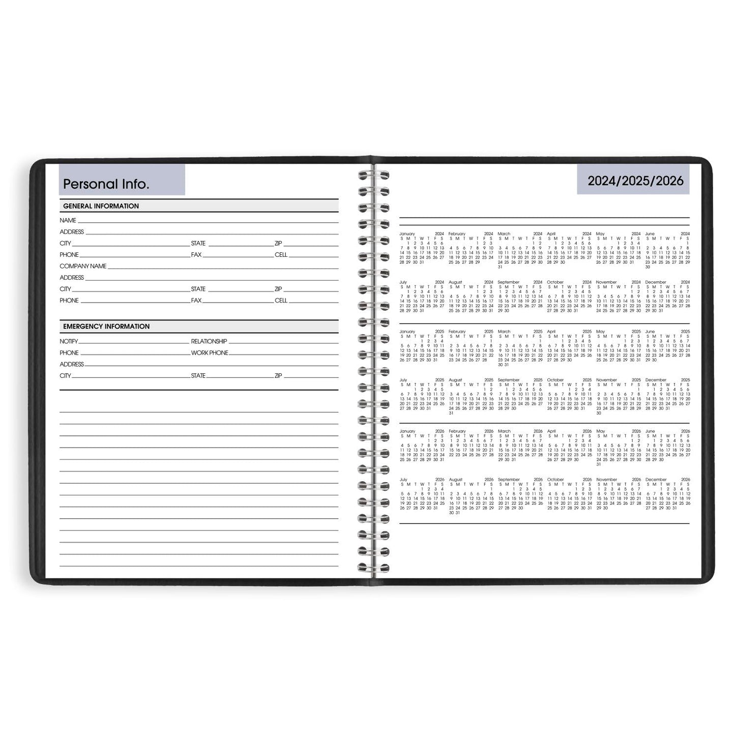 AT-A-GLANCE 2025 Planner, Weekly, 7" x 8-3/4", Medium, Column-Style, DayMinder, Black (G5900025)