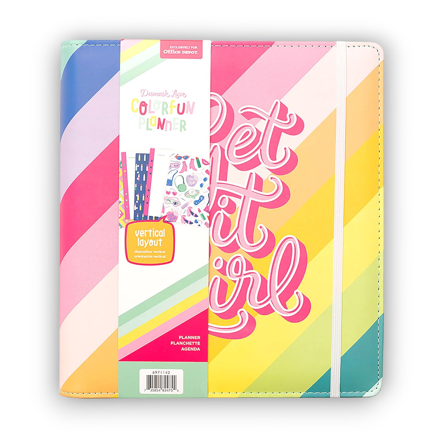 American Crafts Damask Love Colorfun Planner, 9-1/2" x 8-1/2", Get It Girl Stripes, 356268