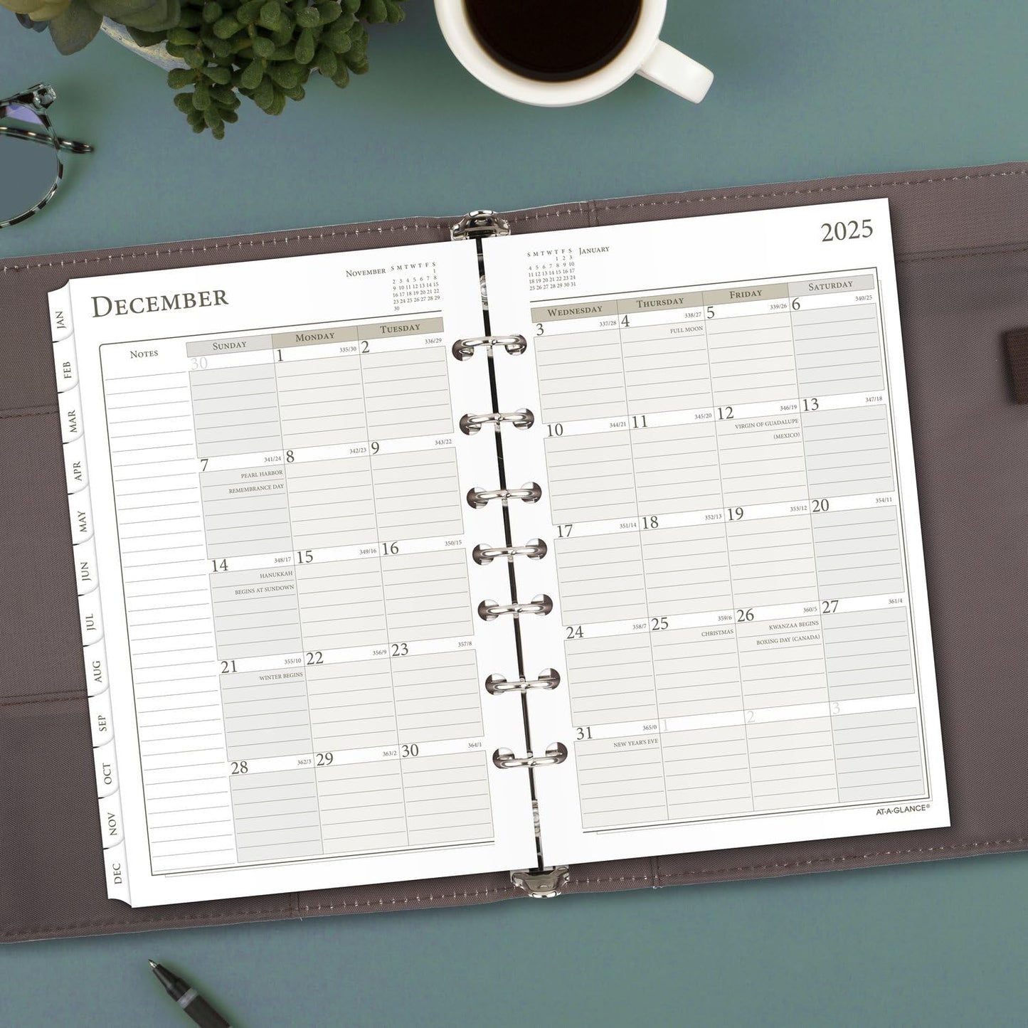 AT-A-GLANCE 2025 Planner Refill, Weekly & Monthly, 5-1/2" x 8-1/2", Desk Size, Loose-Leaf (481-285Y-25)