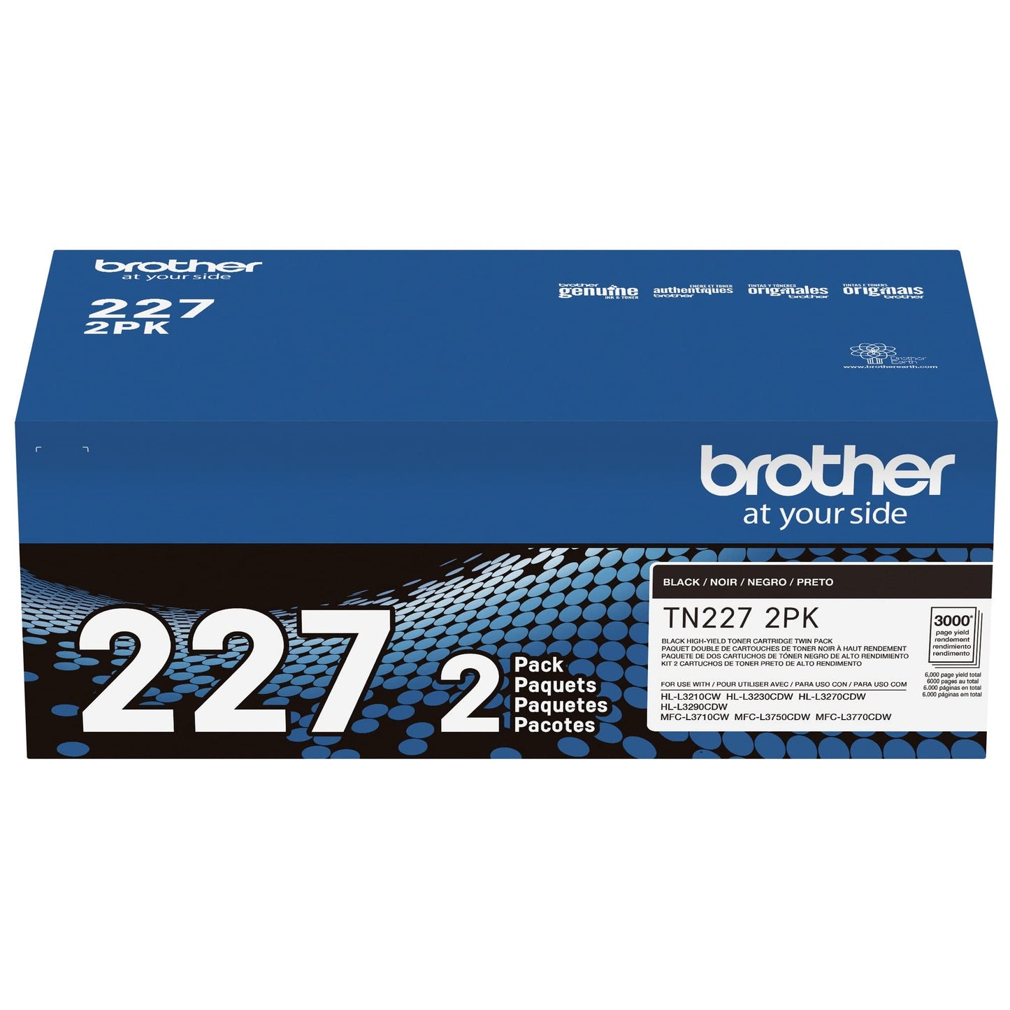 Brother Genuine High-Yield Black Toner Cartridge Twin Pack TN227 2Pk (TN2272PK)