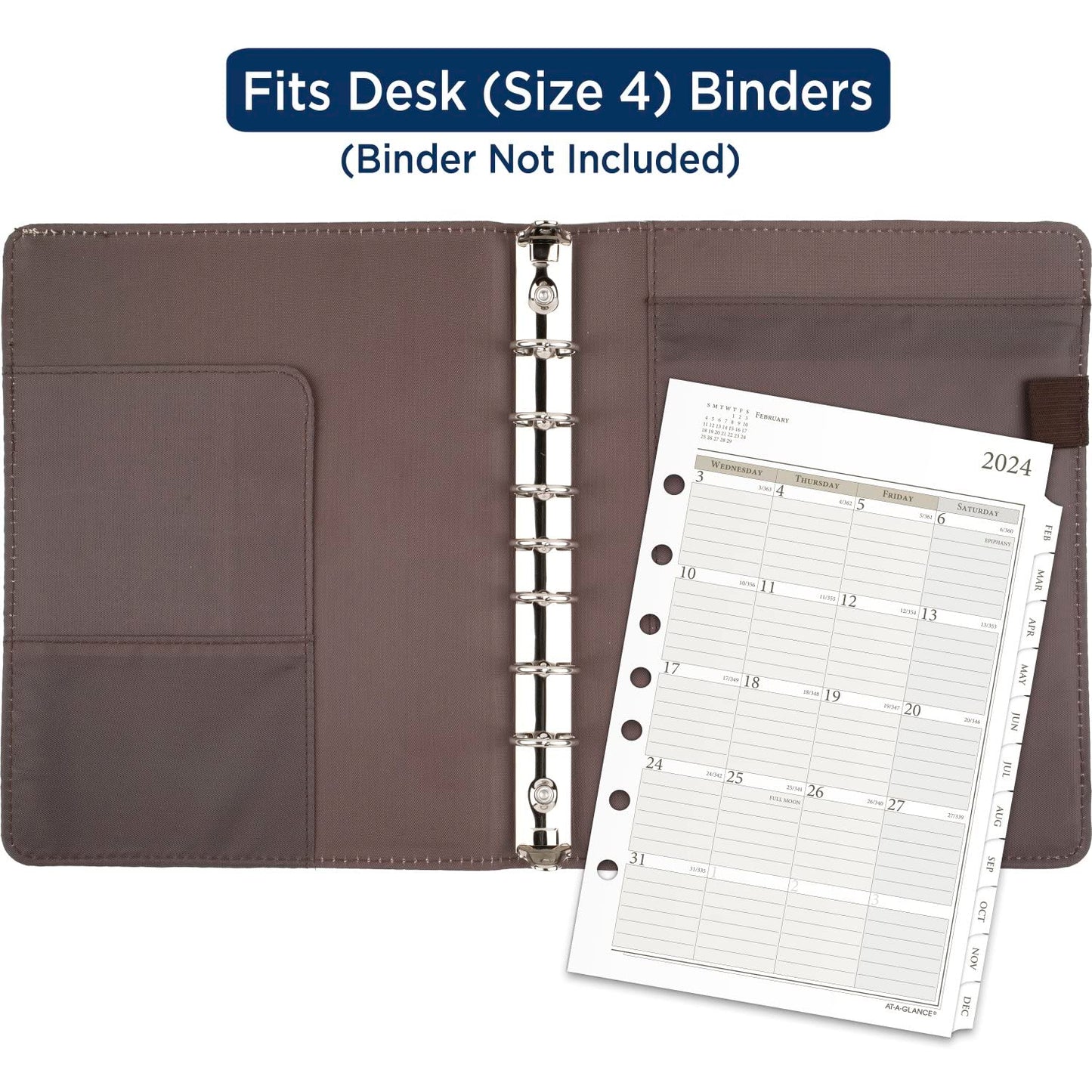 AT-A-GLANCE 2024 Monthly Planner Refill, 5-1/2" x 8-1/2", Desk Size, Loose-Leaf, Ruled Blocks (481-685Y-24)