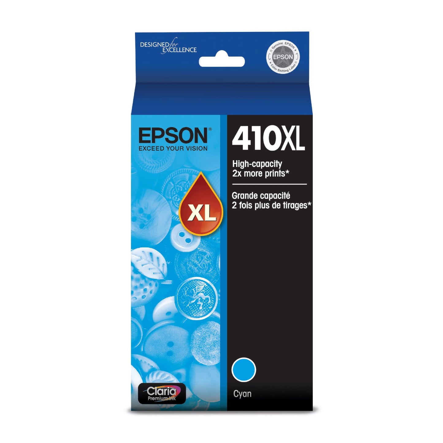 EPSON 410 Claria Premium Ink High Capacity Cyan Cartridge (T410XL220-S) Works with Expression Premium XP-530, XP-630, XP-640, XP-7100, XP-830