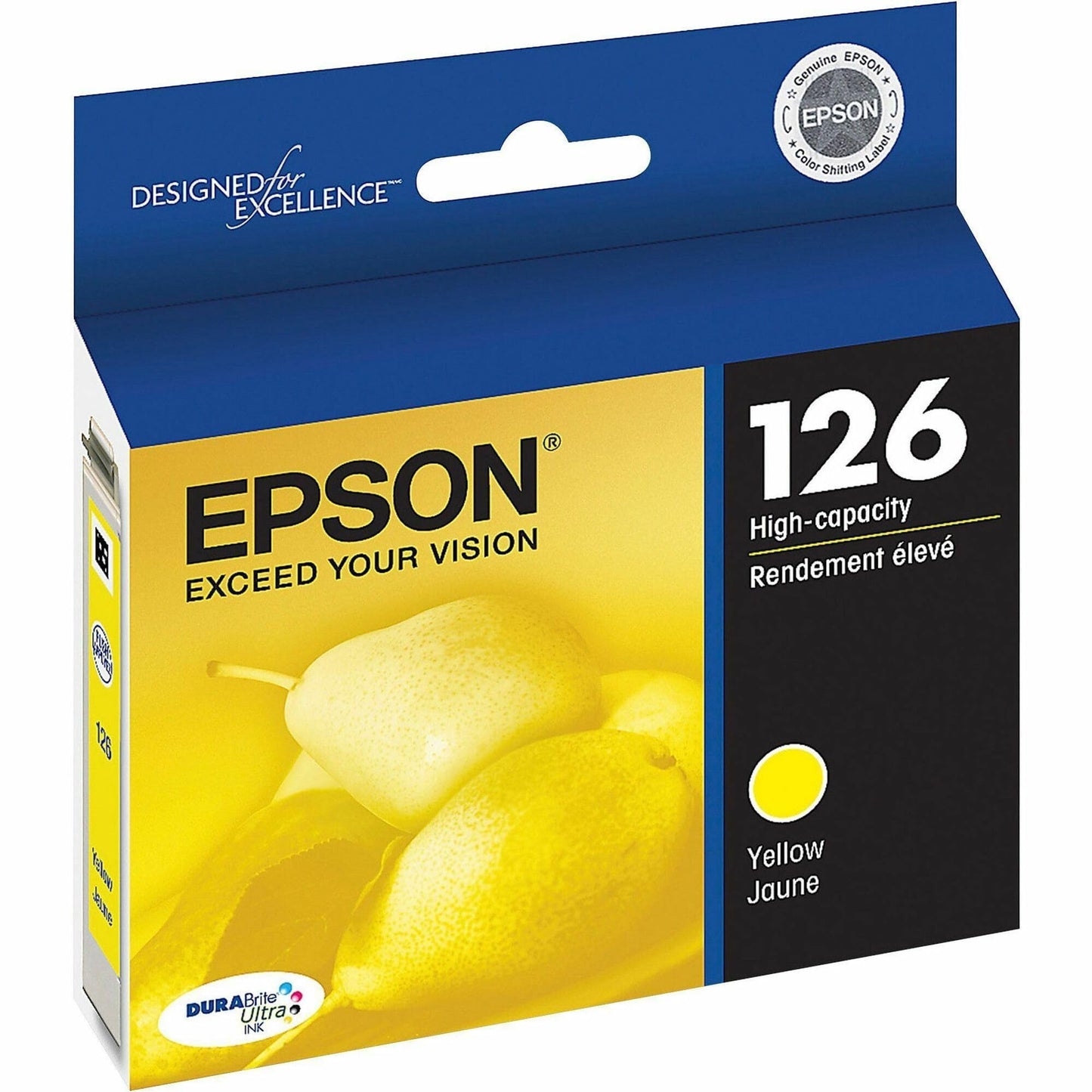 Epson 126 DURABrite Ultra Ink Yellow Cartridge for WF-3520, WF-3530, WF-3540, WF-520, WF-545, WF-630, WF-633, WF-635, WF-645, WF-7010, WF-7510, WF-7520, WF-840, WF-845 and Other Select Models