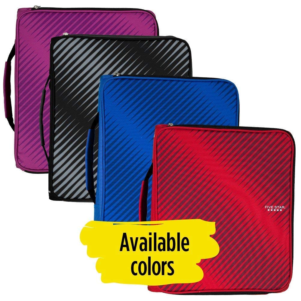 Five Star 2 Inch Zipper Binder, 3 Ring Binder, 6-Pocket Expanding File, Durable, Red (72184)