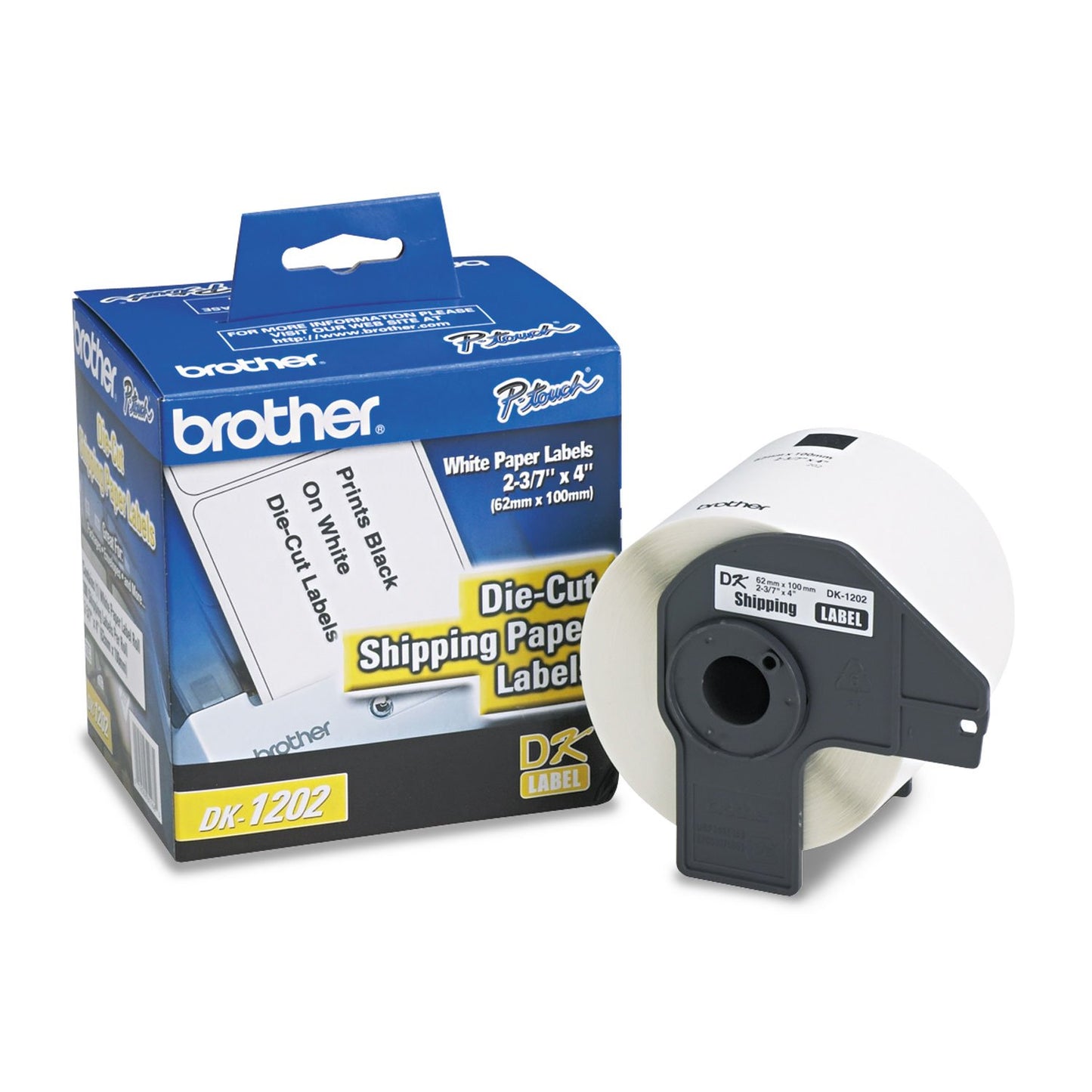 Brother Genuine DK-1202 Die-Cut Shipping Paper Labels, Long Lasting Reliability, 300 Labels Per Roll, (1) Roll per Box
