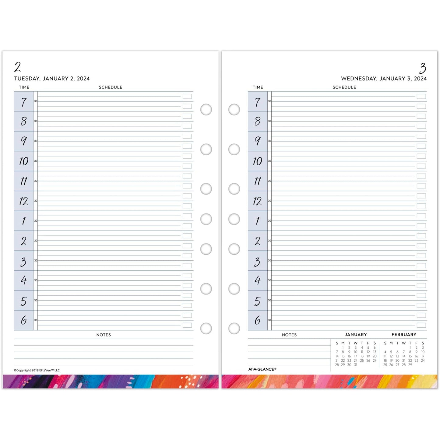 AT-A-GLANCE® EttaVee Daily/Monthly Loose-Leaf Planner Refill Pages, 5-1/2" x 8-1/2", January to December 2024, EV81-125